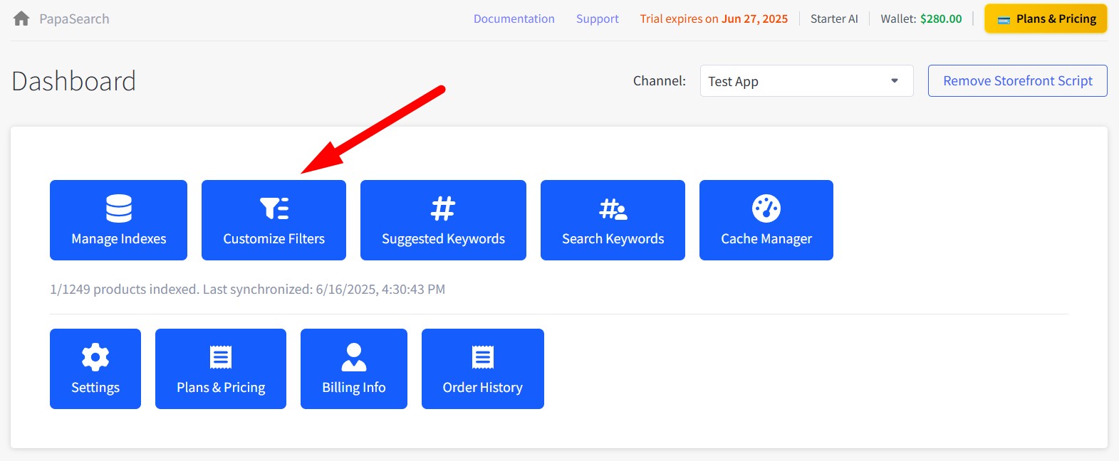 Customize Filters Button