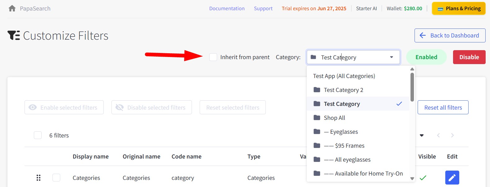Inheritance Checkbox