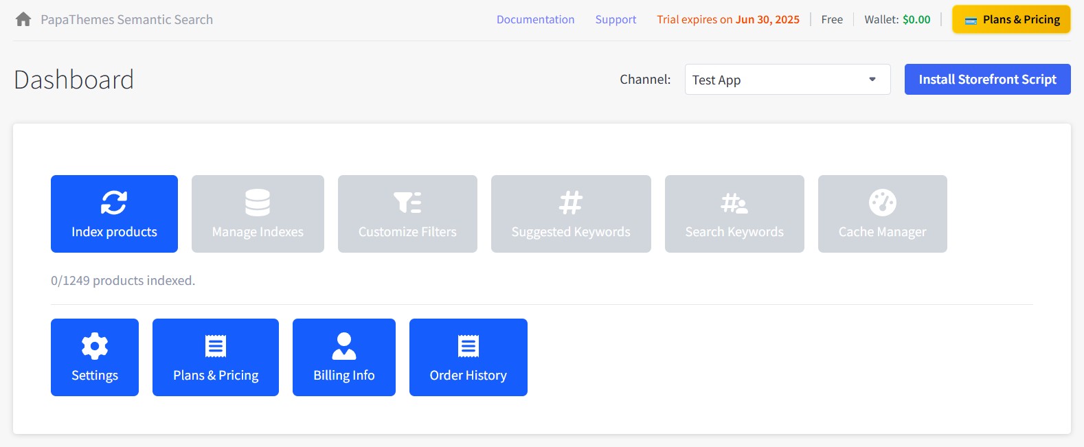 Dashboard on first install