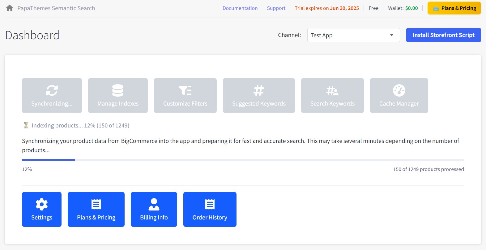 Index products progress