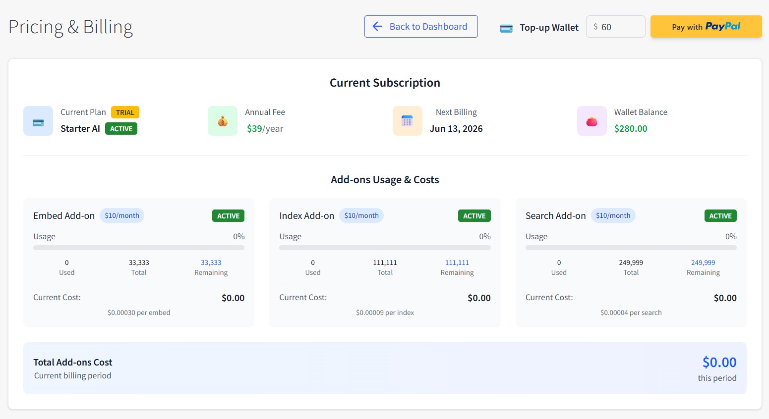 Plans & Pricing Interface