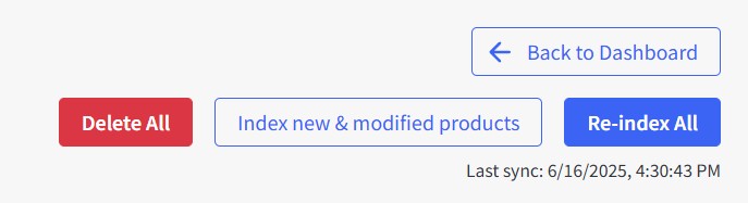 Product Indexes Top Action Bar